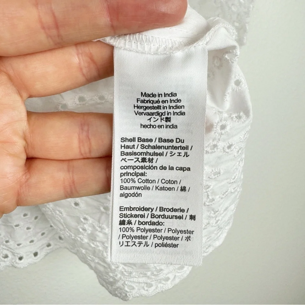 J. Crew Jolie Top Lightweight Eyelet Cotton Poplin White Size L NWT - Picture 8 of 8